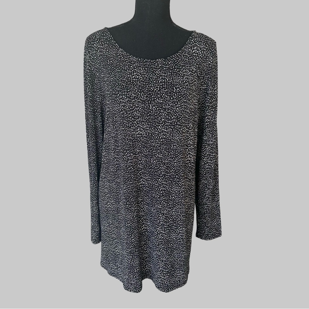 J. Jill Wearever Draped and Stretch Tunics in Black White 3/4 Sleeves